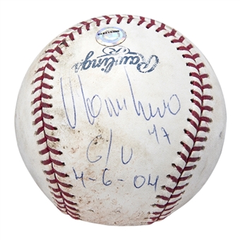2004 Alex Rodriguez Game Used, Signed & Inscribed OML Selig Baseball Used on 4/6/04 For Career Home Run #346 - 1st as a Yankee (MLB Authenticated)